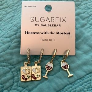 Charcuterie and wine glass earrings nwt and nickel free